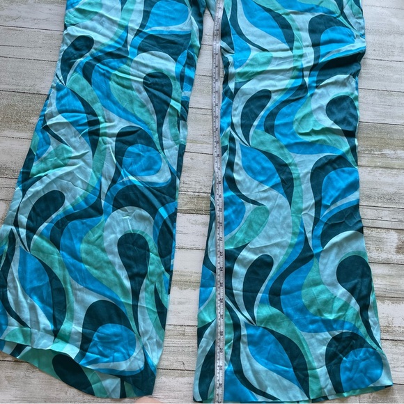 Zara Turquoise Retro Patterned The Safia Flare Pants - Picture 7 of 13